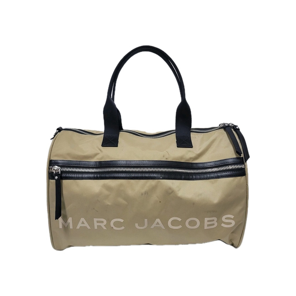 Marc Jacobs Khaki Weekender Duffle Bag Khaki Black Leather Trim Double Handle